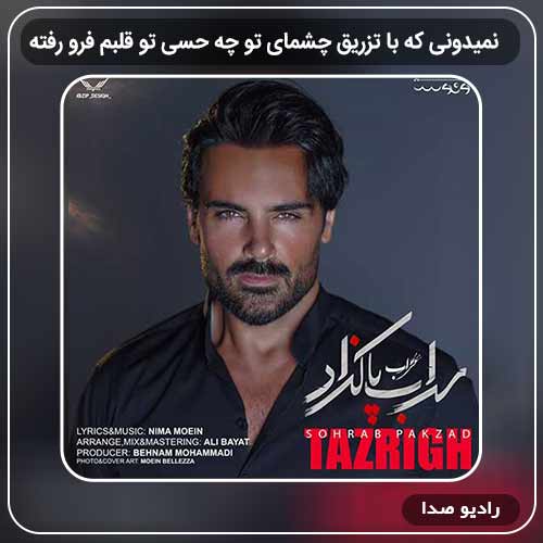 جدیدترین آهنگ سهراب پاکزاد به نام نمیدونی که با تزریق چشمای تو چه حسی تو قلبم فرو رفته
